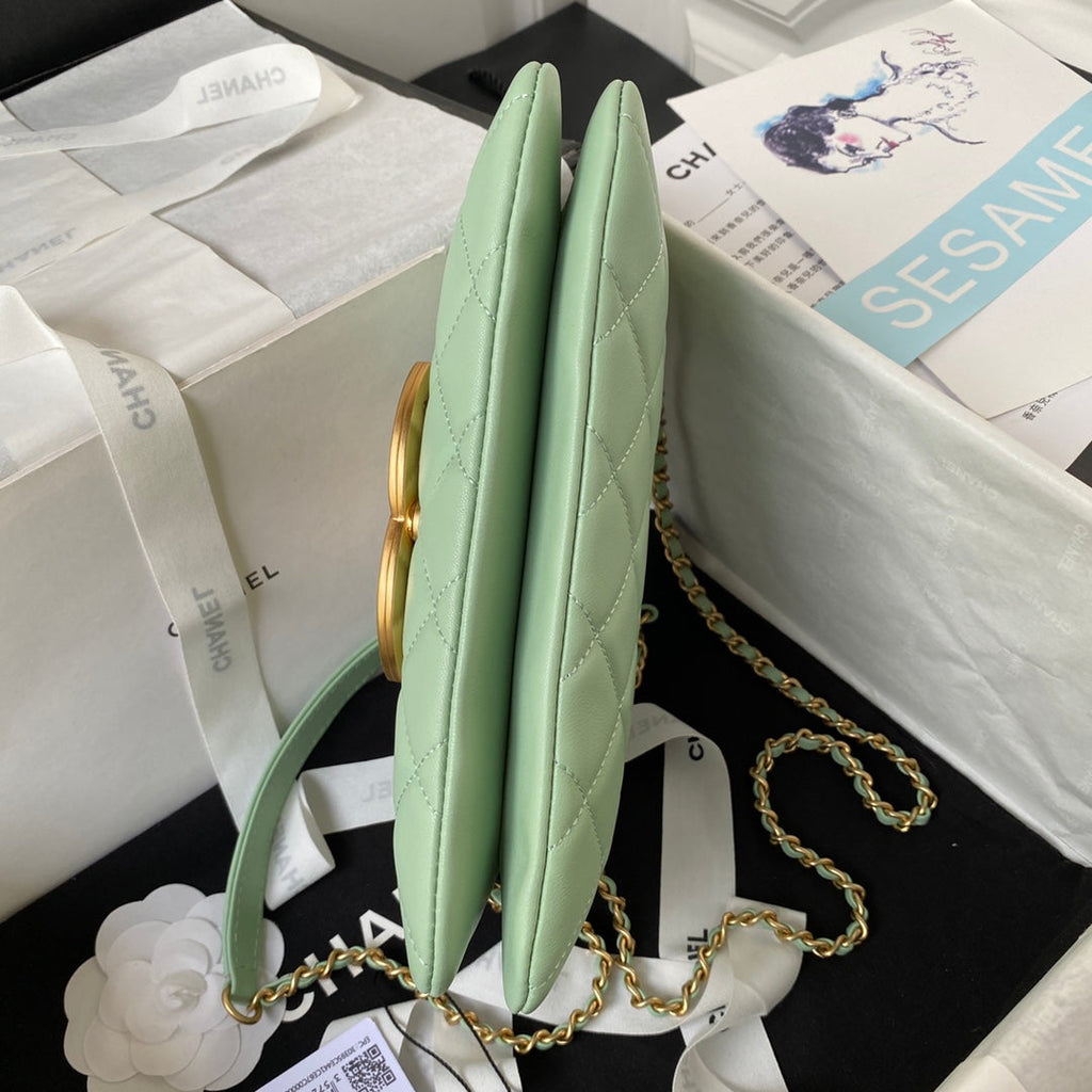 Chanel AS4603 Small Baguette bag Lambskin gold-tone metal Green