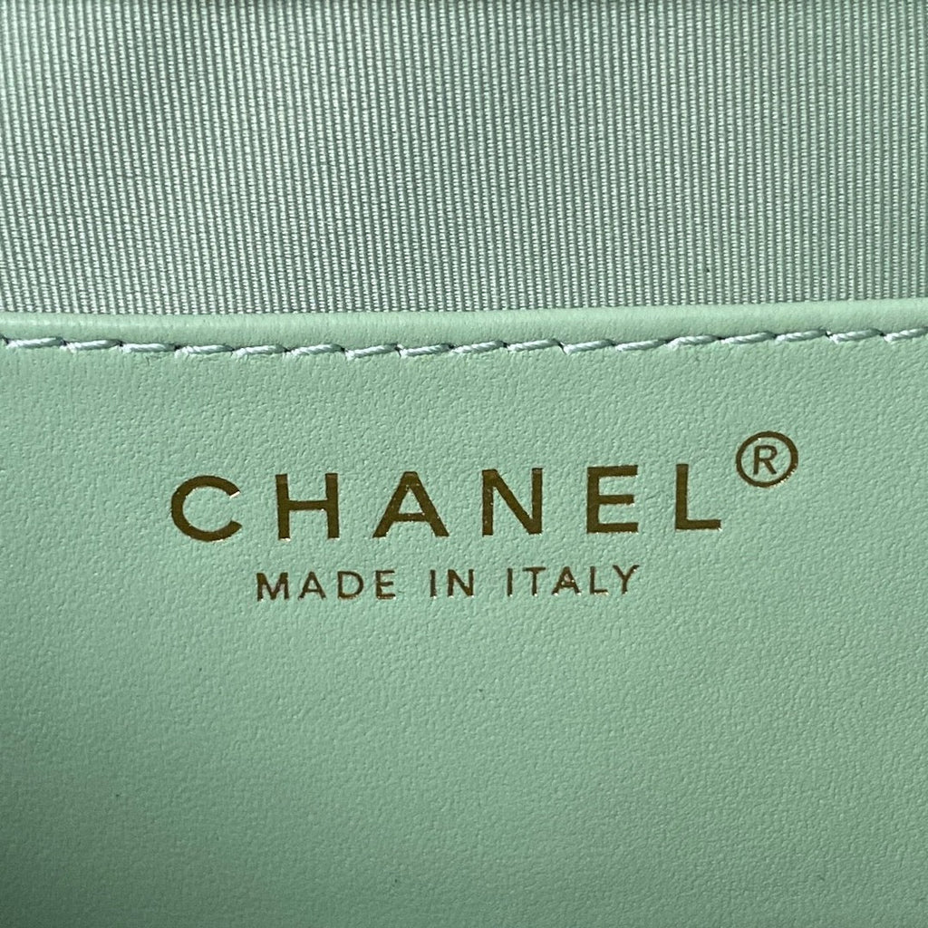 Chanel AS4603 Small Baguette bag Lambskin gold-tone metal Green