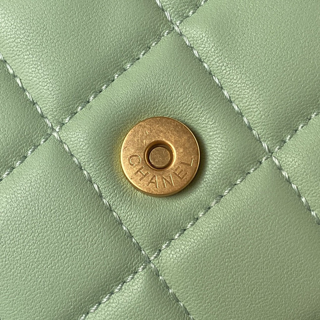 Chanel AS4603 Small Baguette bag Lambskin gold-tone metal Green