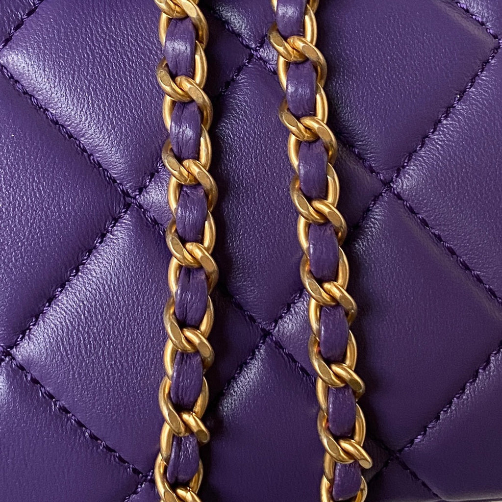 Chanel AS4603 Small Baguette bag Lambskin gold-tone metal Purple