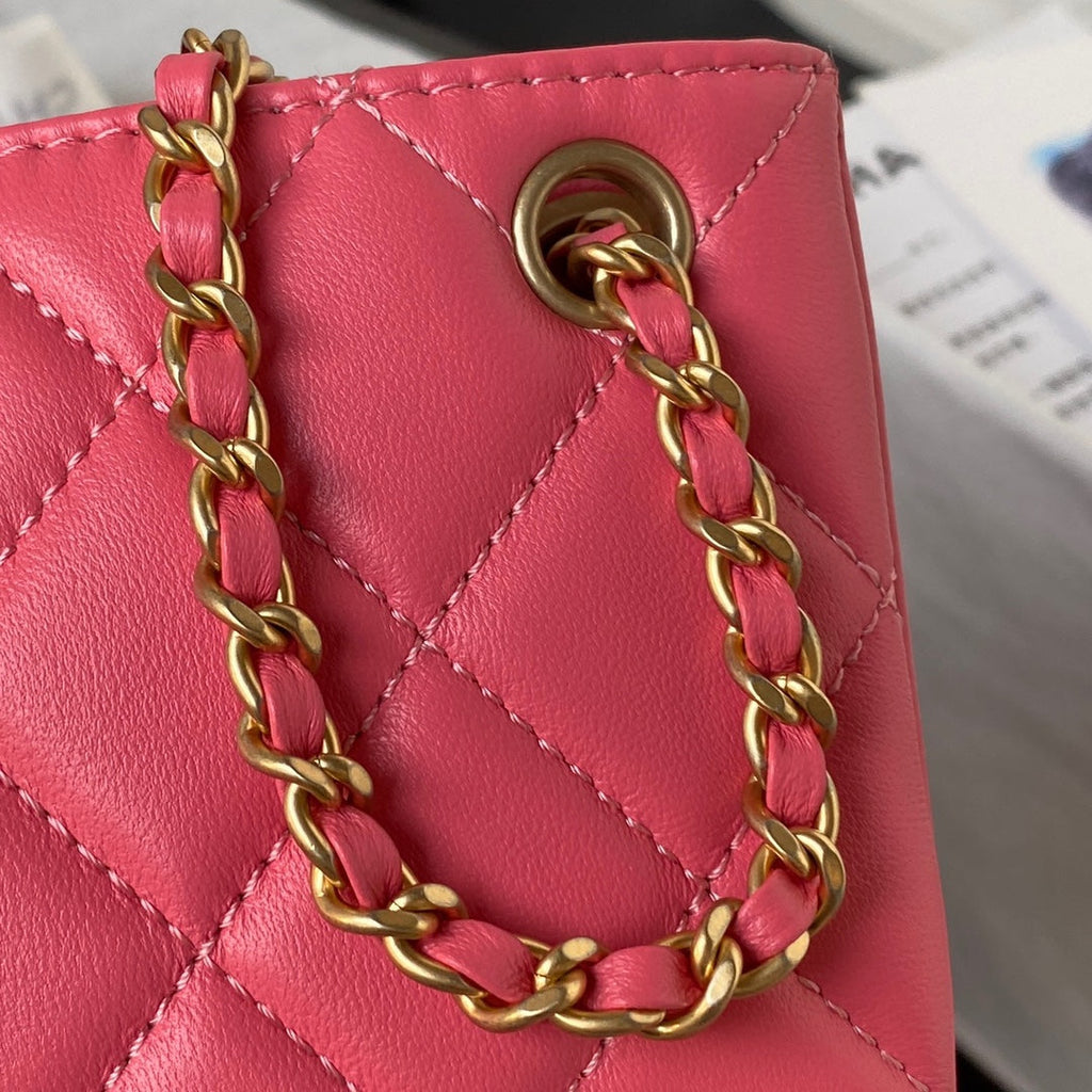 Chanel AS4603 Small Baguette bag Lambskin gold-tone metal Pink