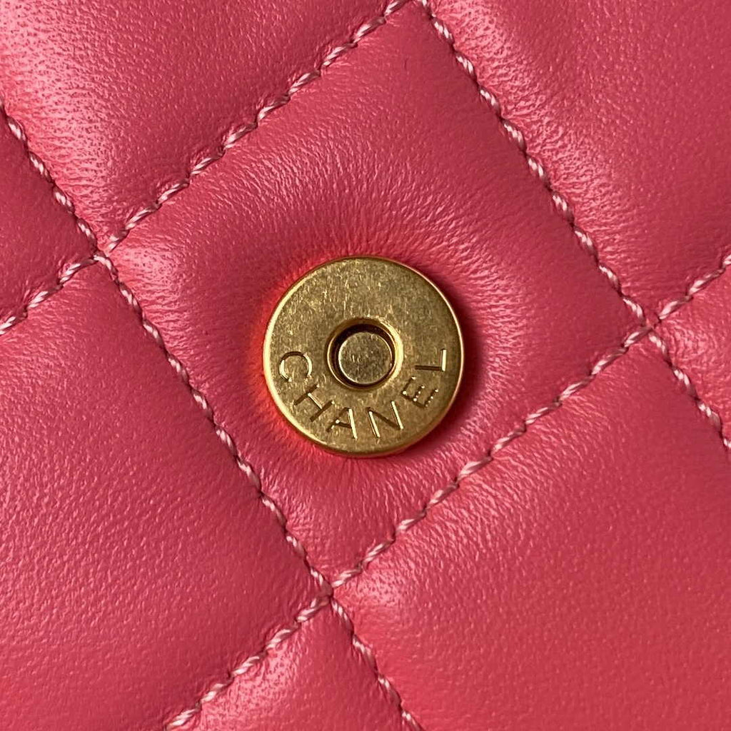 Chanel AS4603 Small Baguette bag Lambskin gold-tone metal Pink