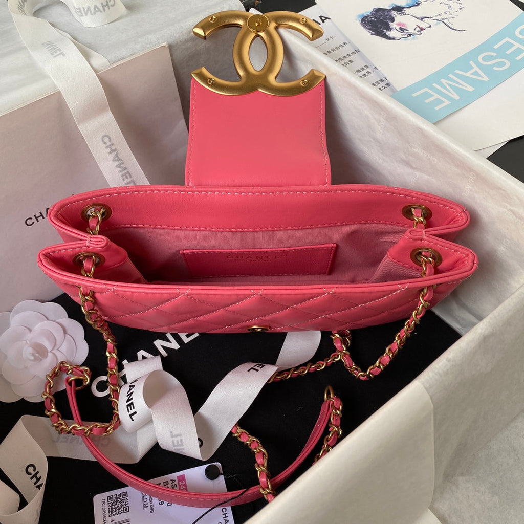 Chanel AS4603 Small Baguette bag Lambskin gold-tone metal Pink