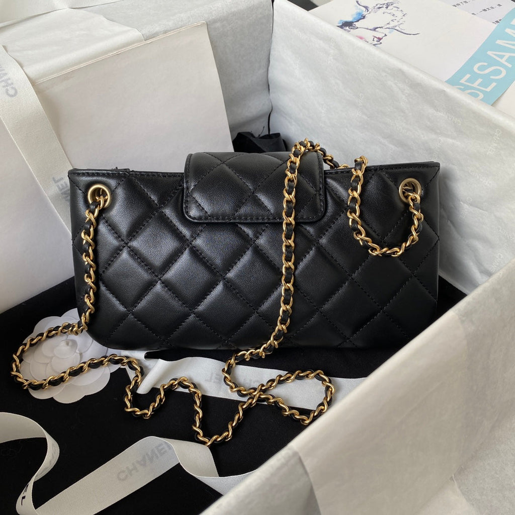 Chanel AS4603 Small Baguette bag Lambskin gold-tone metal Black