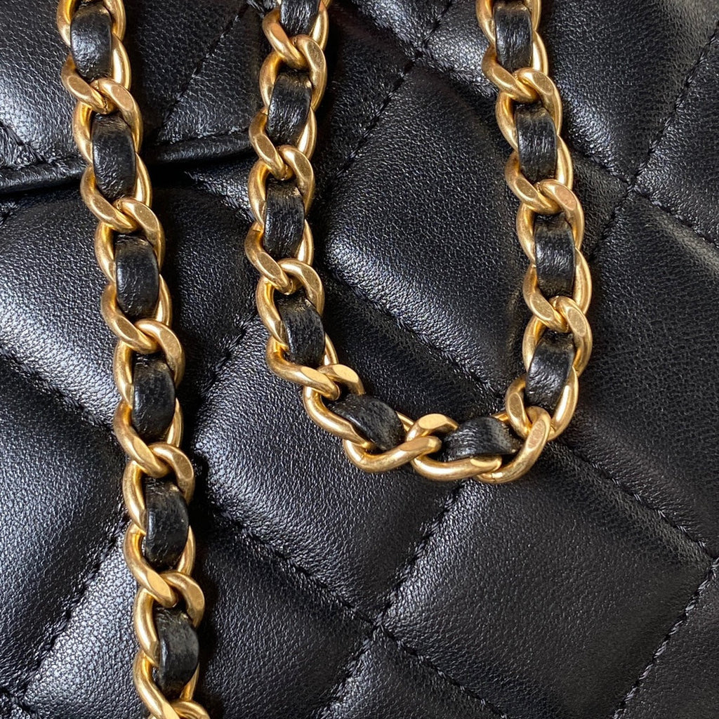 Chanel AS4603 Small Baguette bag Lambskin gold-tone metal Black