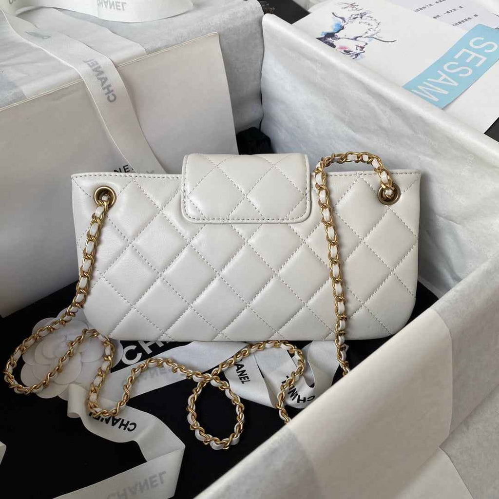 Chanel AS4603 Small Baguette bag Lambskin gold-tone metal Beige