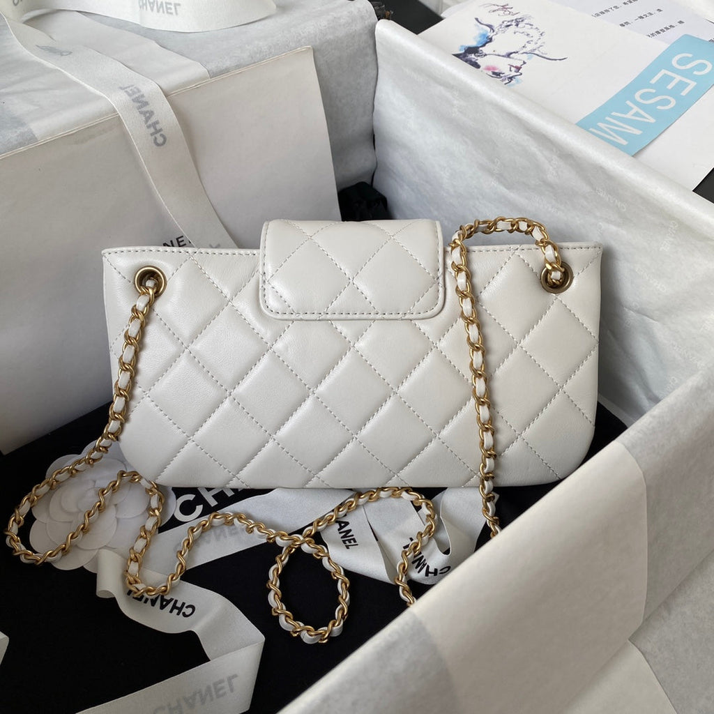 Chanel AS4603 Small Baguette bag Lambskin gold-tone metal Beige