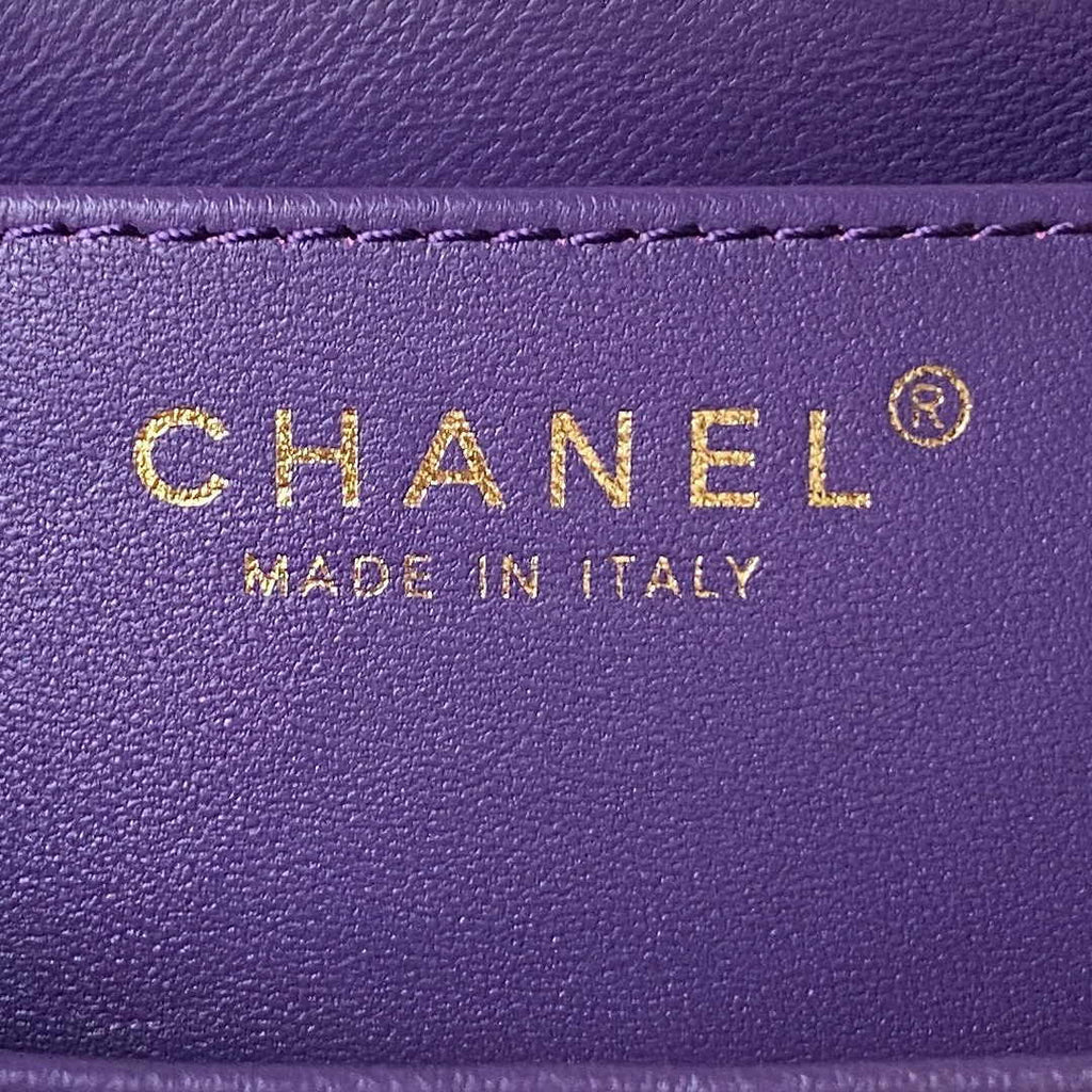 Chanel AS4609 Small messenger bag Lambskin gold-tone metal Purple
