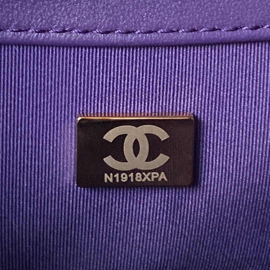 Chanel AS4609 Small messenger bag Lambskin gold-tone metal Purple