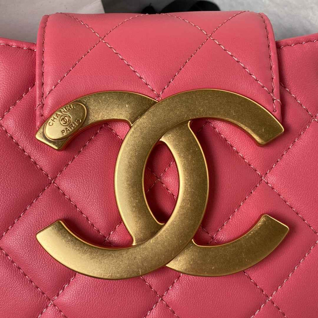 Chanel AS4609 Small messenger bag Lambskin gold-tone metal Pink