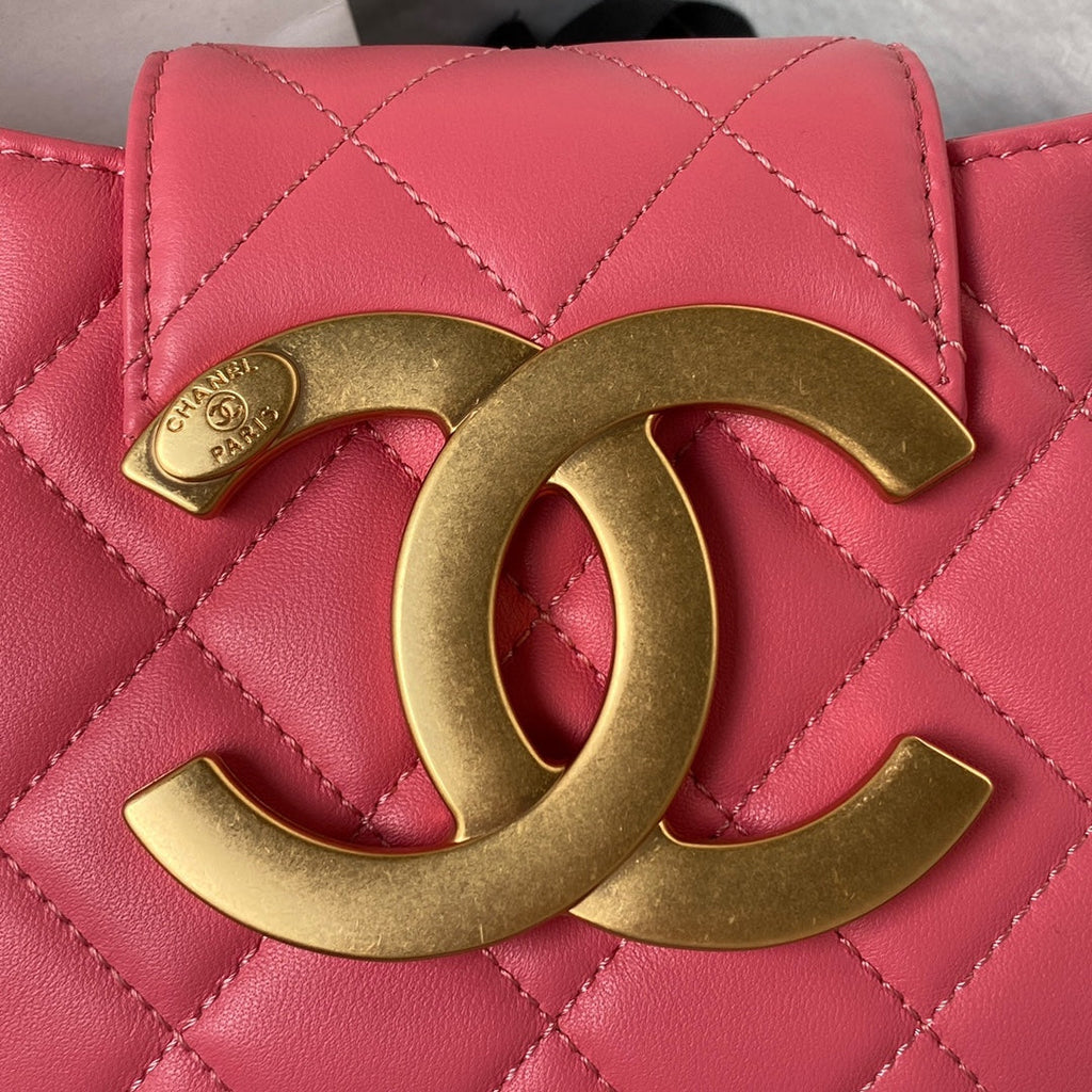 Chanel AS4609 Small messenger bag Lambskin gold-tone metal Pink