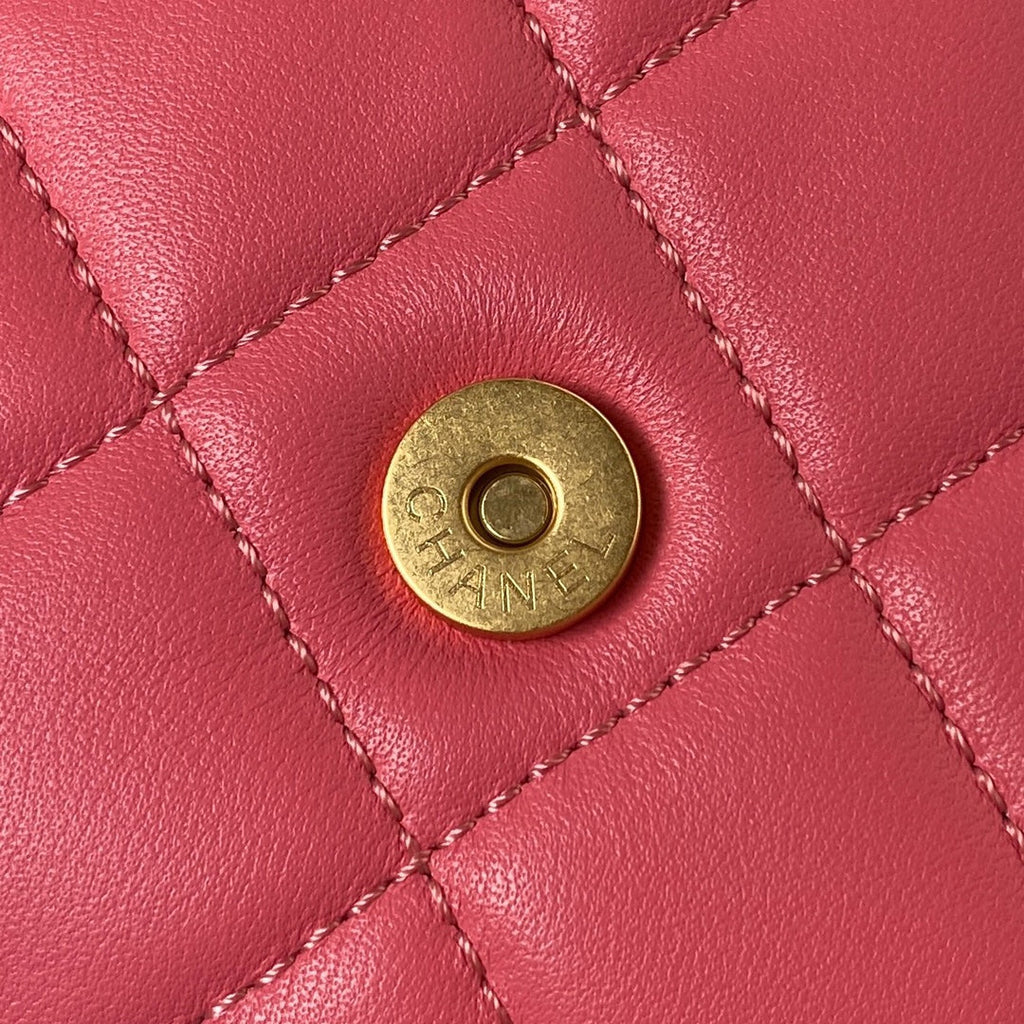 Chanel AS4609 Small messenger bag Lambskin gold-tone metal Pink