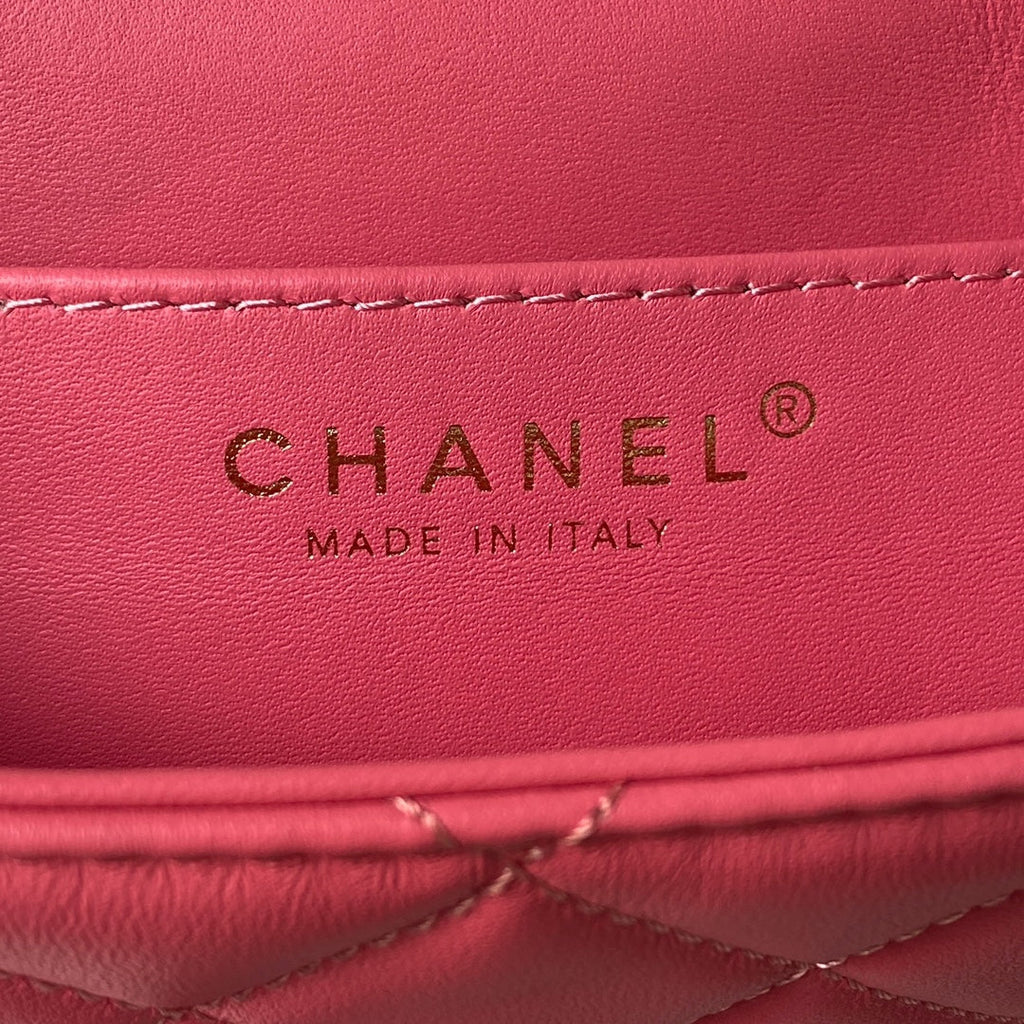 Chanel AS4609 Small messenger bag Lambskin gold-tone metal Pink