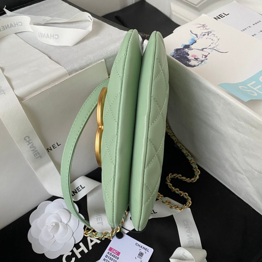 Chanel AS4609 Small messenger bag Lambskin gold-tone metal Green