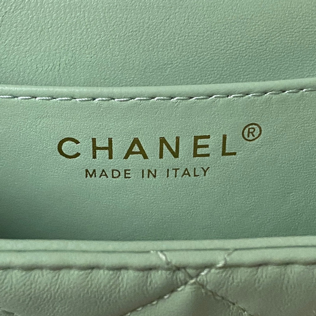 Chanel AS4609 Small messenger bag Lambskin gold-tone metal Green