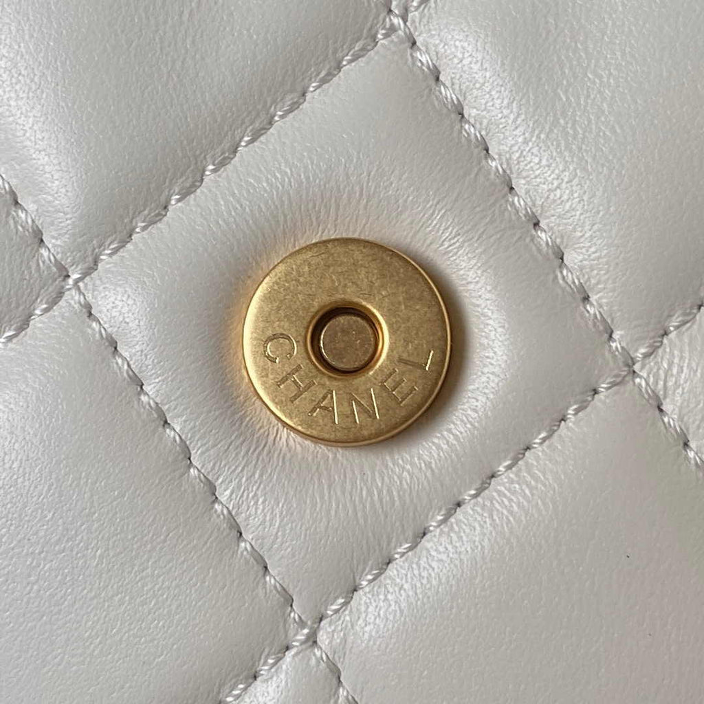 Chanel AS4609 Small messenger bag Lambskin gold-tone metal Beige