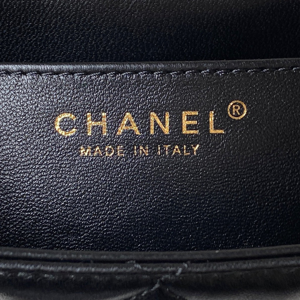 Chanel AS4609 Small messenger bag Lambskin gold-tone metal black