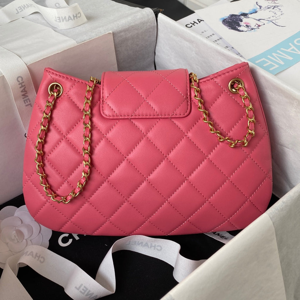 Chanel AS4610 Small messenger bag Lambskin gold-tone metal Pink