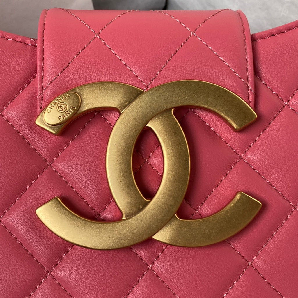 Chanel AS4610 Small messenger bag Lambskin gold-tone metal Pink