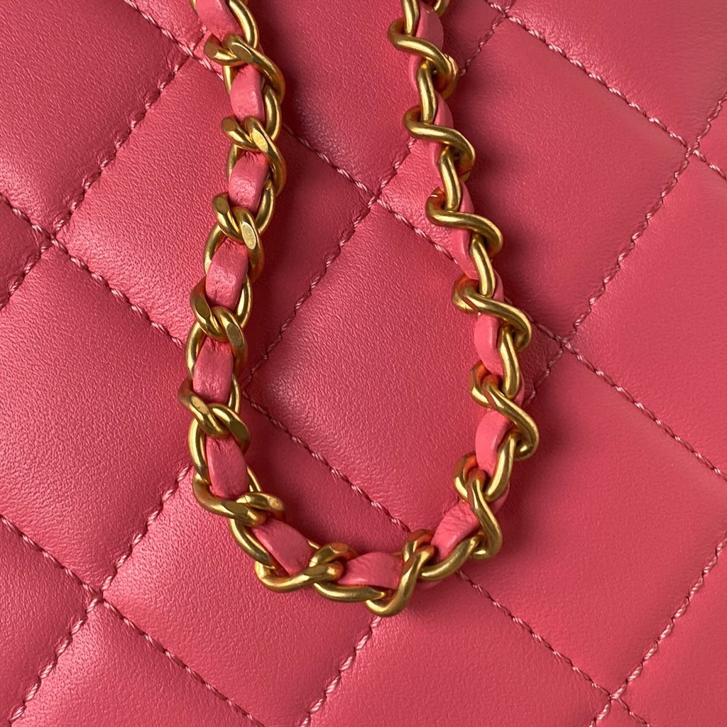 Chanel AS4610 Small messenger bag Lambskin gold-tone metal Pink