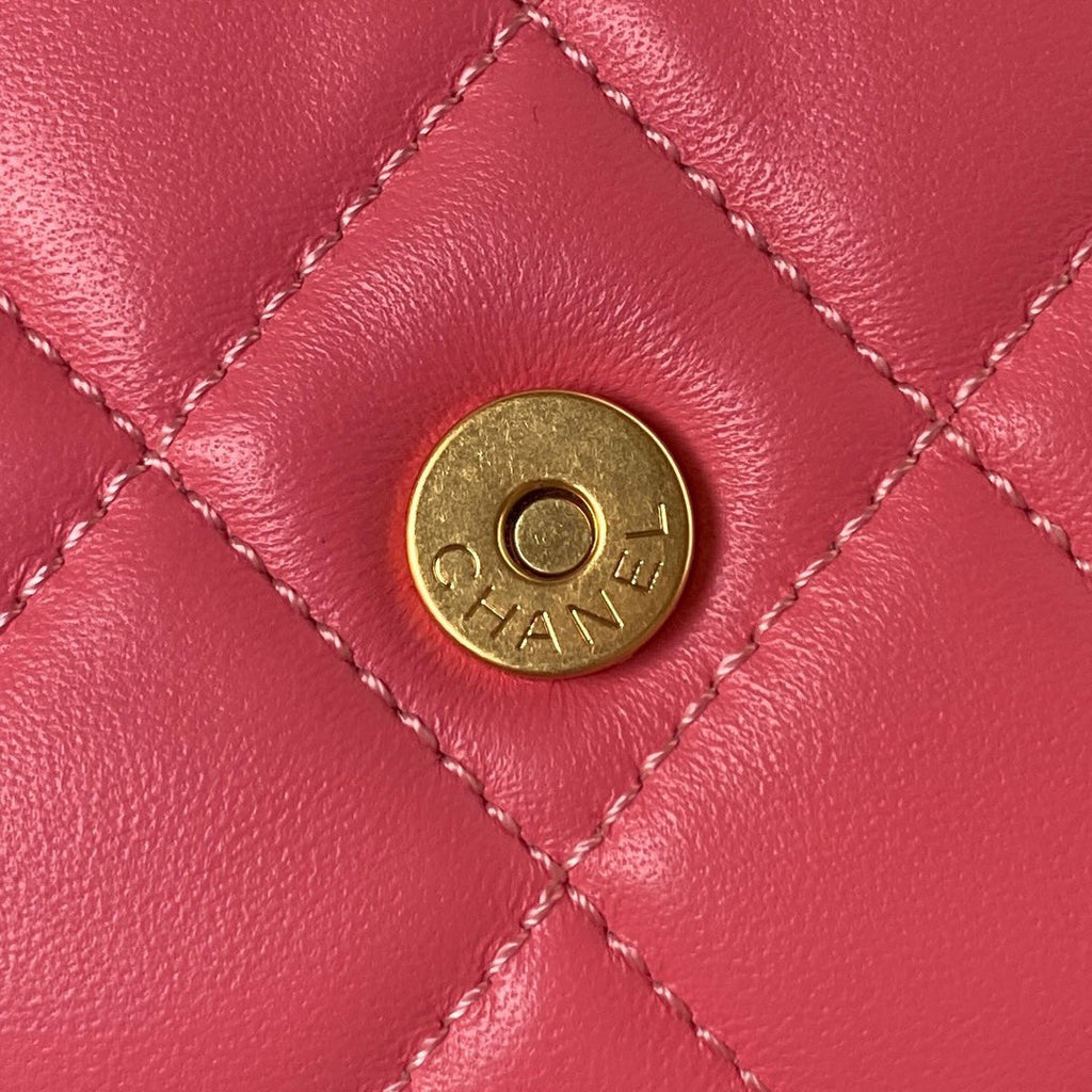 Chanel AS4610 Small messenger bag Lambskin gold-tone metal Pink