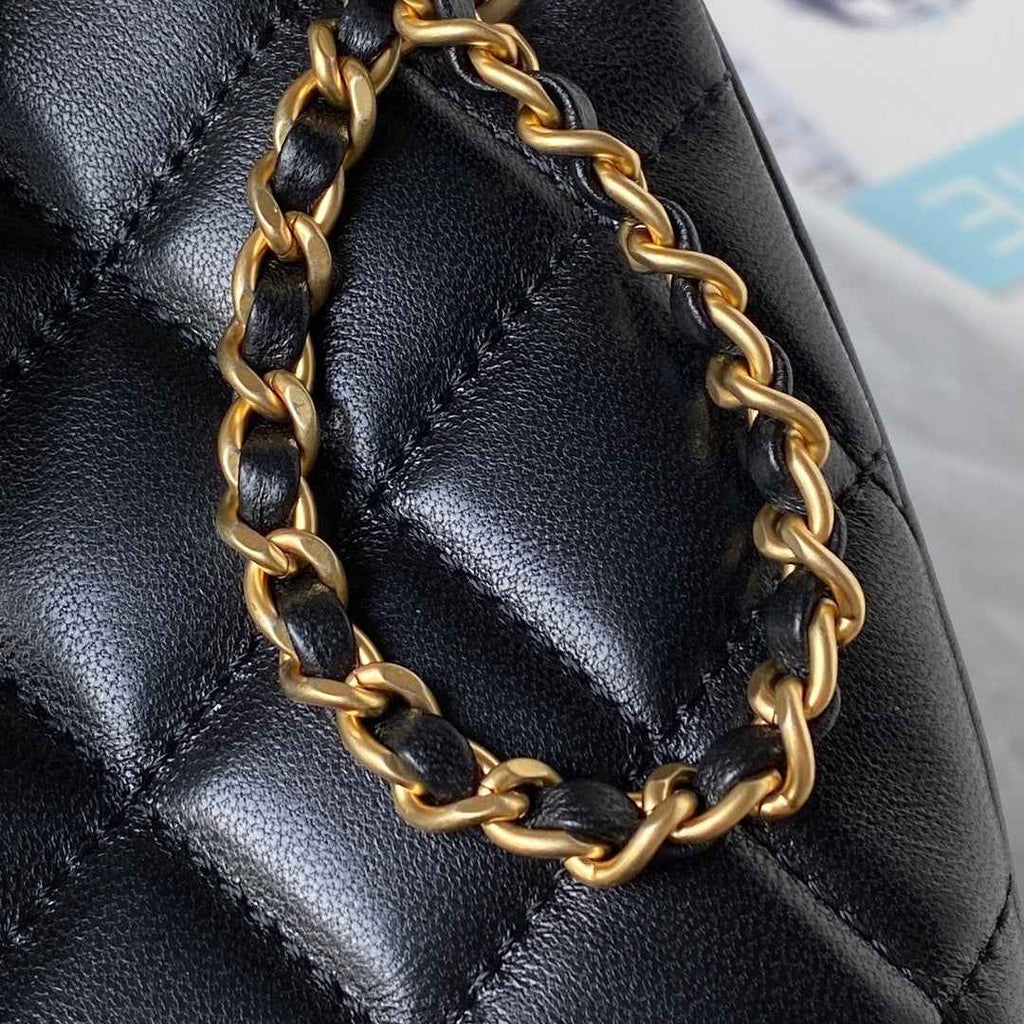 Chanel AS4610 Small messenger bag Lambskin gold-tone metal Black