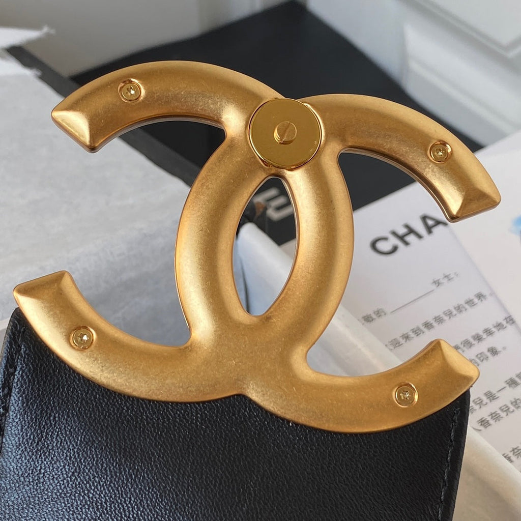 Chanel AS4610 Small messenger bag Lambskin gold-tone metal Black