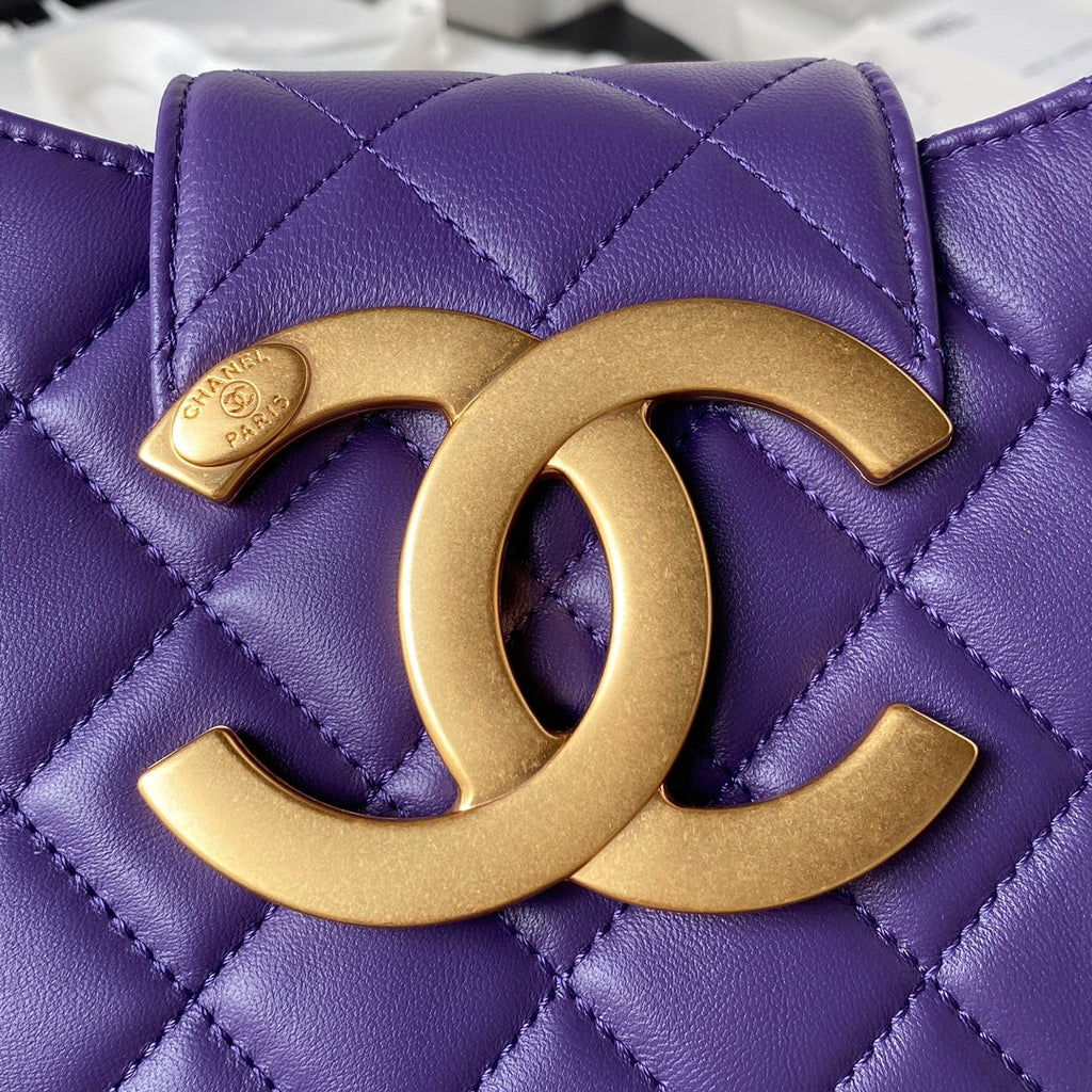 Chanel AS4610 Small messenger bag Lambskin gold-tone metal Purple