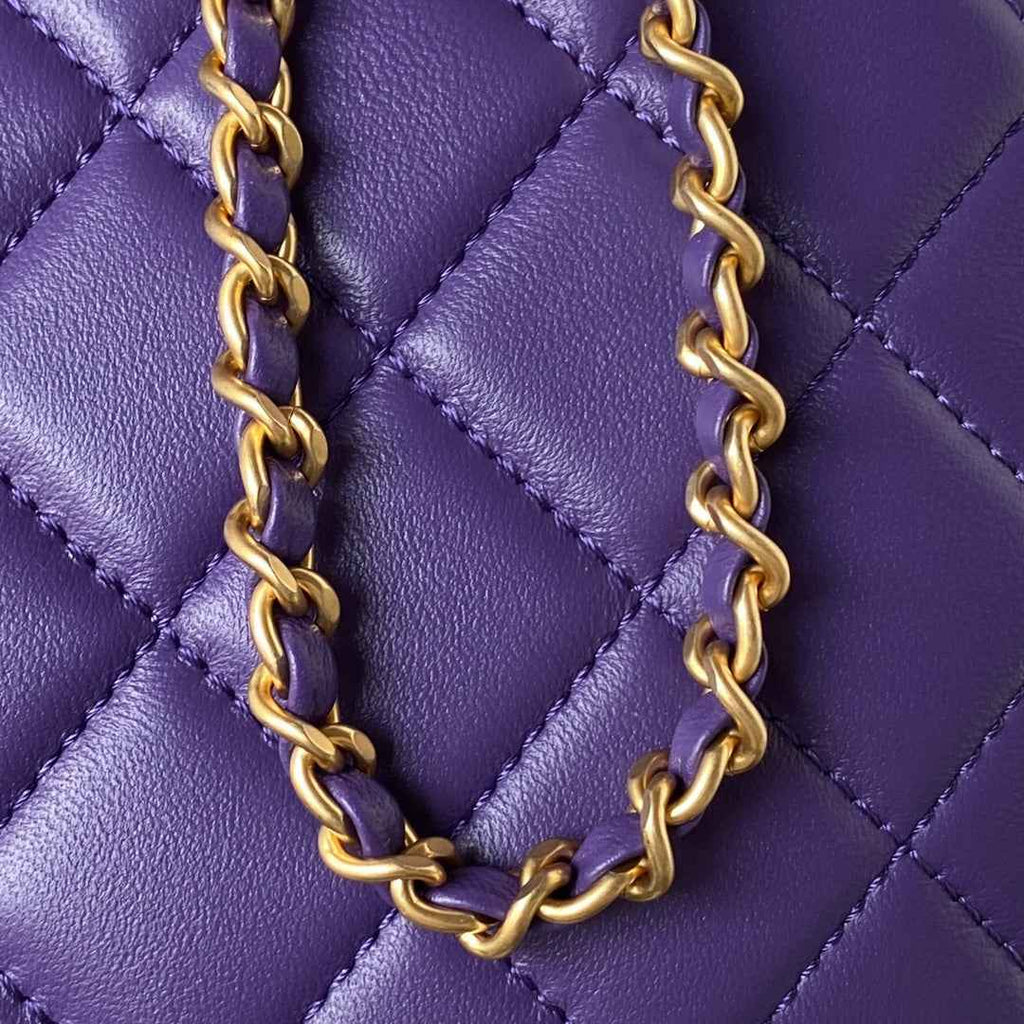 Chanel AS4610 Small messenger bag Lambskin gold-tone metal Purple