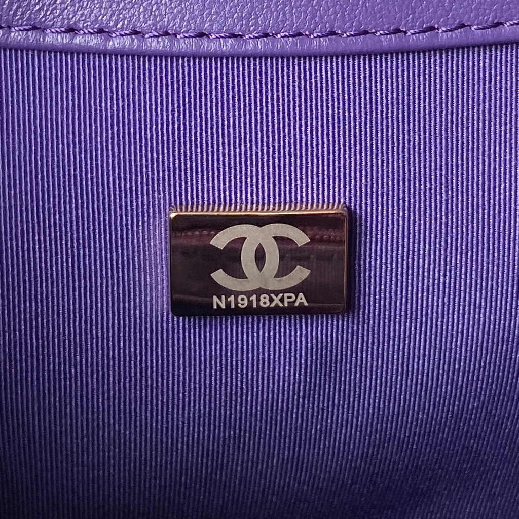 Chanel AS4610 Small messenger bag Lambskin gold-tone metal Purple