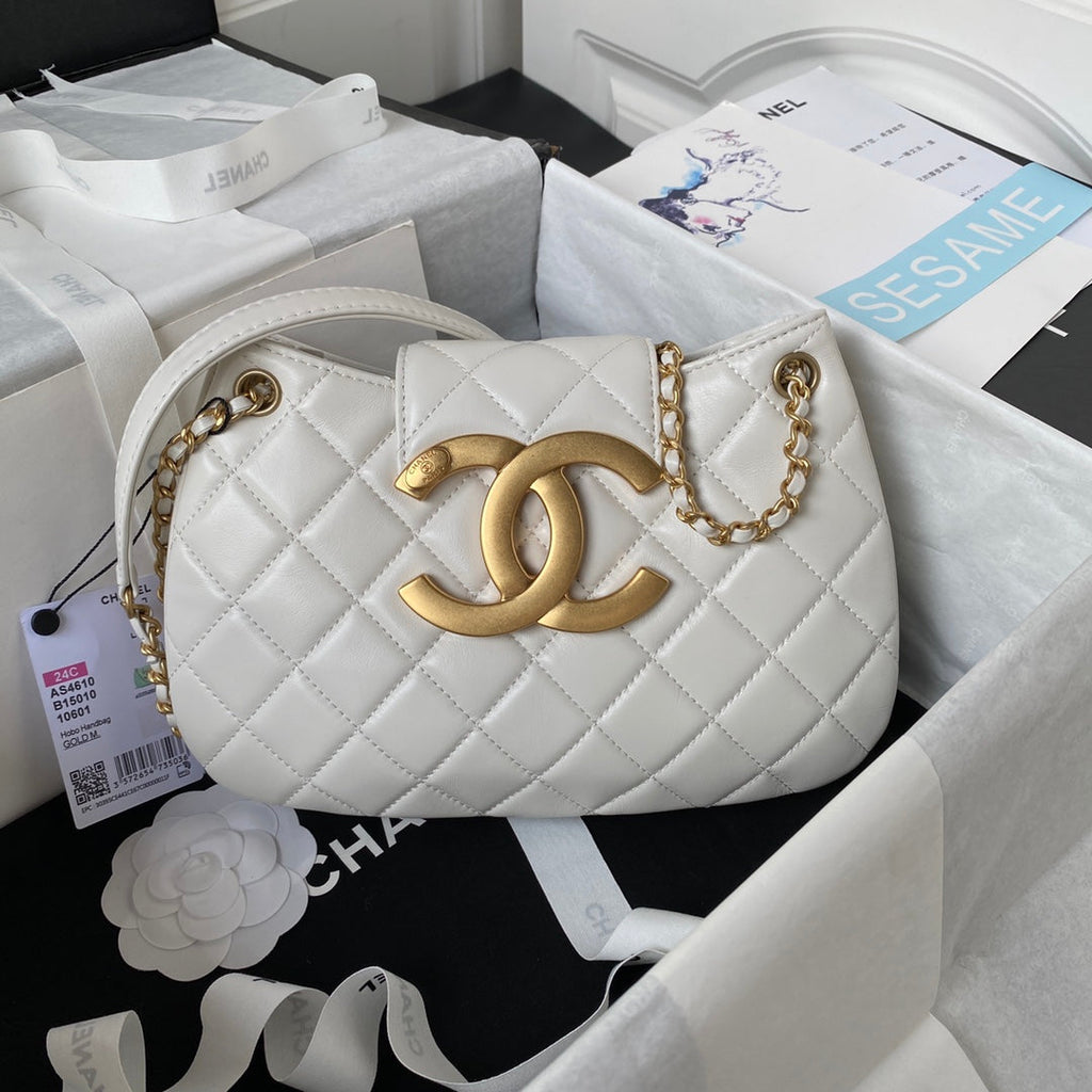 Chanel AS4610 Small messenger bag Lambskin gold-tone metal Beige