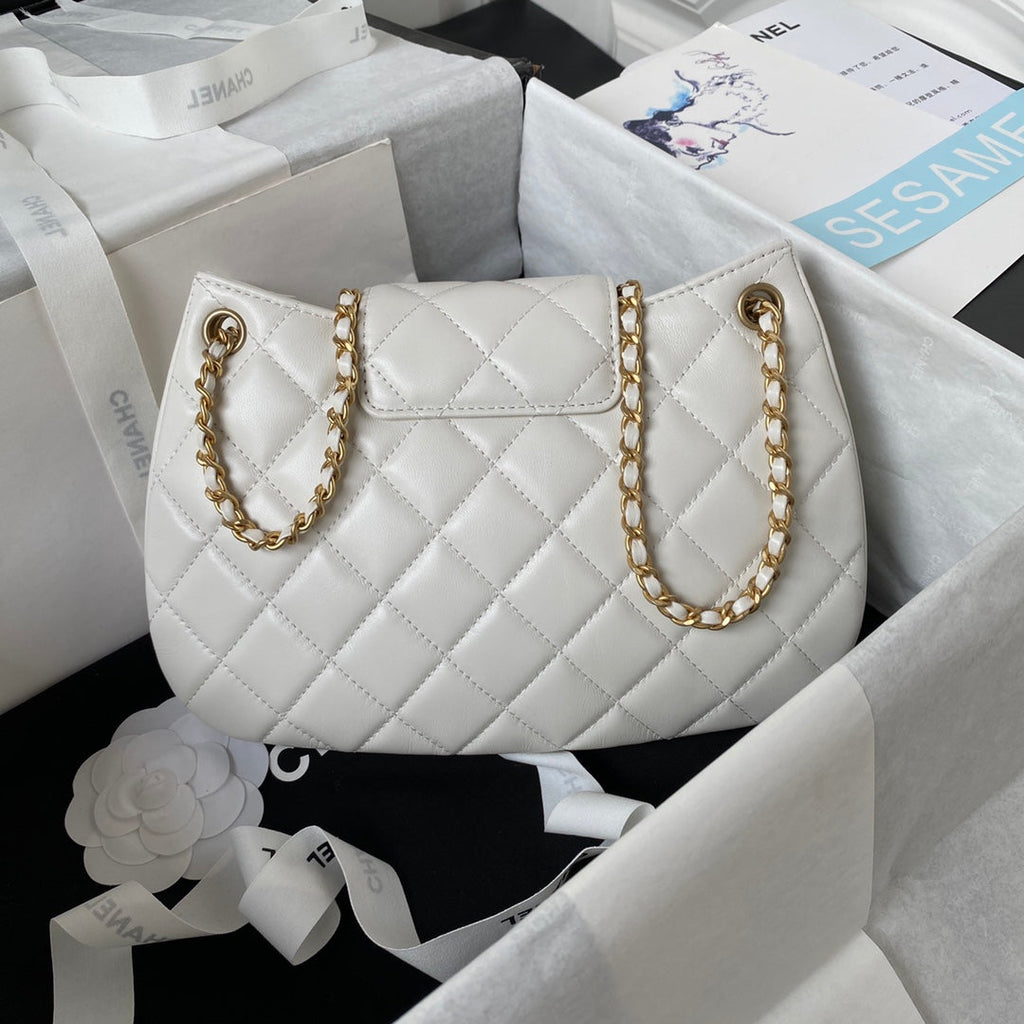 Chanel AS4610 Small messenger bag Lambskin gold-tone metal Beige