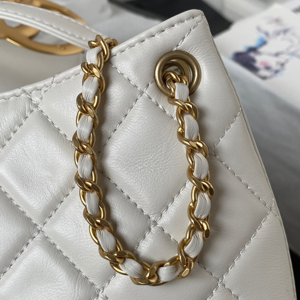 Chanel AS4610 Small messenger bag Lambskin gold-tone metal Beige