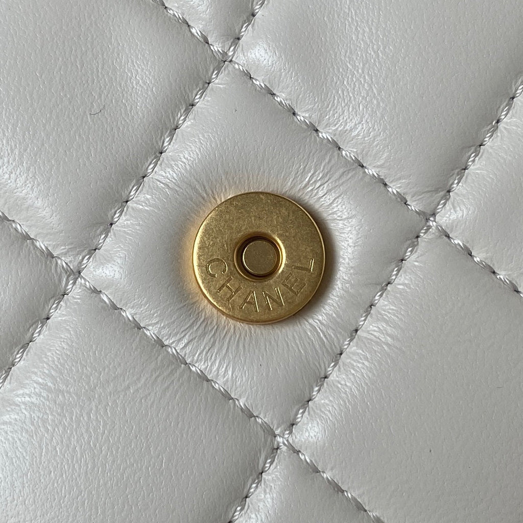 Chanel AS4610 Small messenger bag Lambskin gold-tone metal Beige