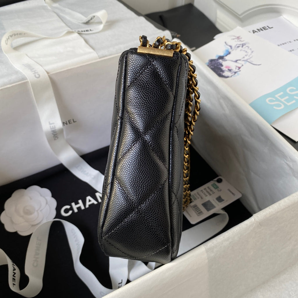 Chanel AS4612 Hobo Bag Grained Calfskin Black