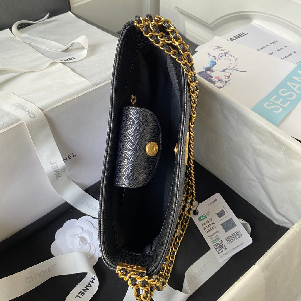 Chanel AS4612 Hobo Bag Grained Calfskin Black