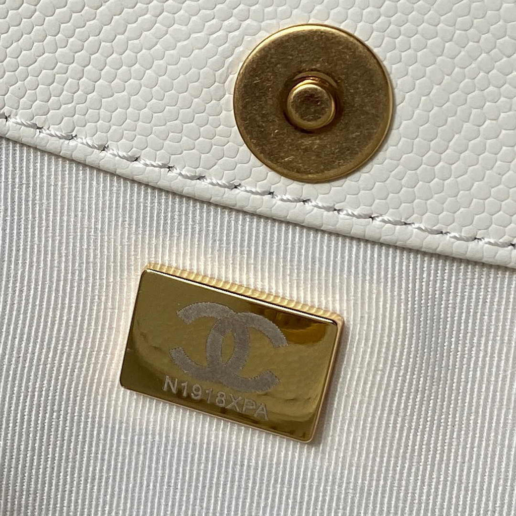 Chanel AS4612 Hobo Bag Grained Calfskin White