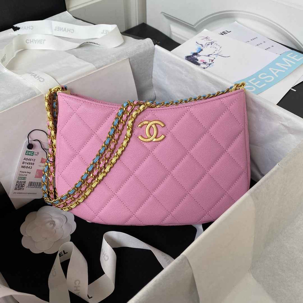 Chanel AS4612 Hobo Bag Grained Calfskin Pink