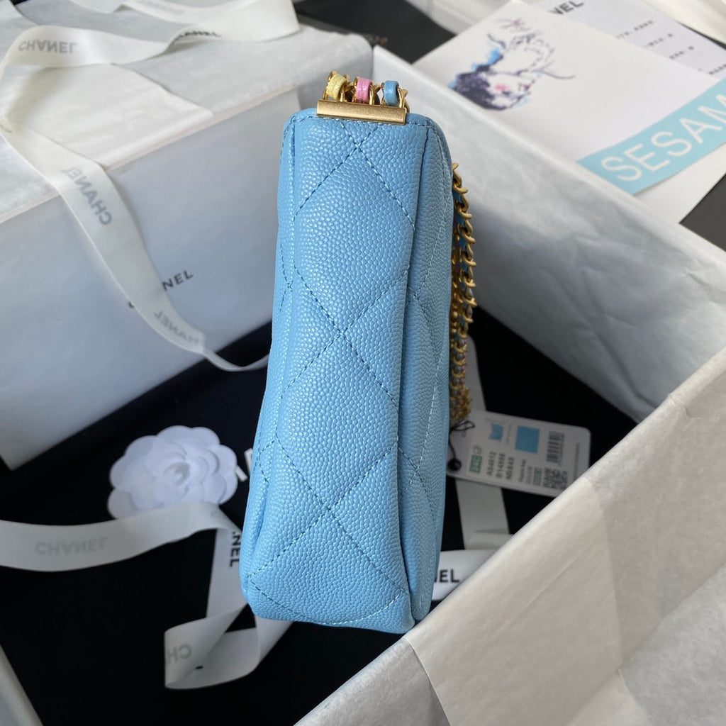 Chanel AS4612 Hobo Bag Grained Calfskin Blue