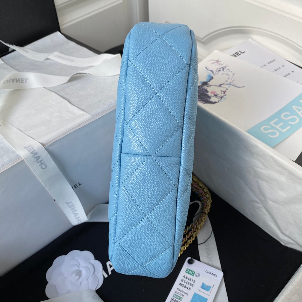 Chanel AS4612 Hobo Bag Grained Calfskin Blue