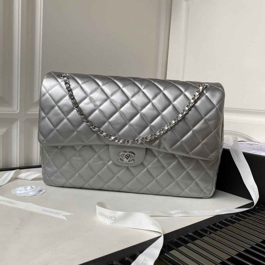 Chanel AS4661 MAXI Flap Cruise Bag Lambskin Silver
