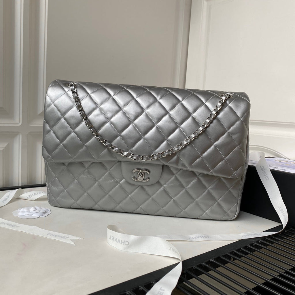 Chanel AS4661 MAXI Flap Cruise Bag Lambskin Silver