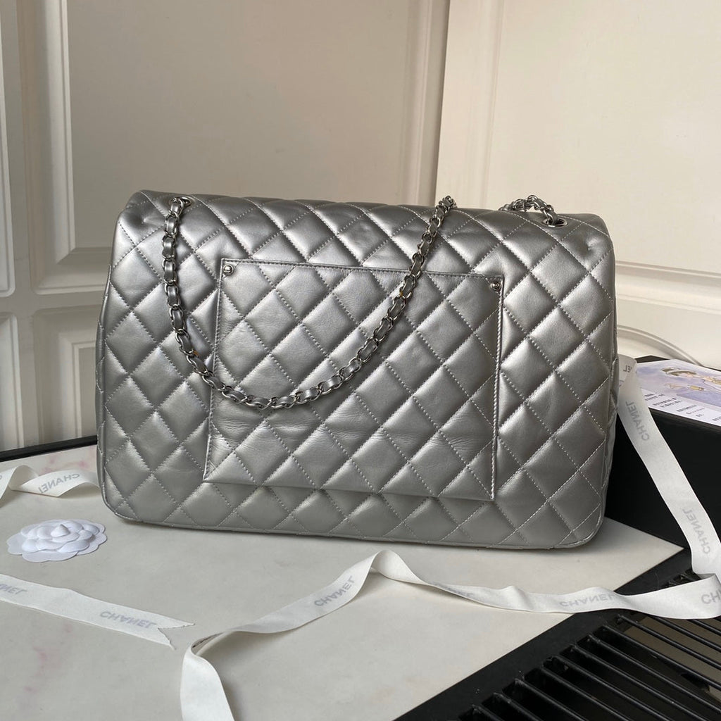 Chanel AS4661 MAXI Flap Cruise Bag Lambskin Silver