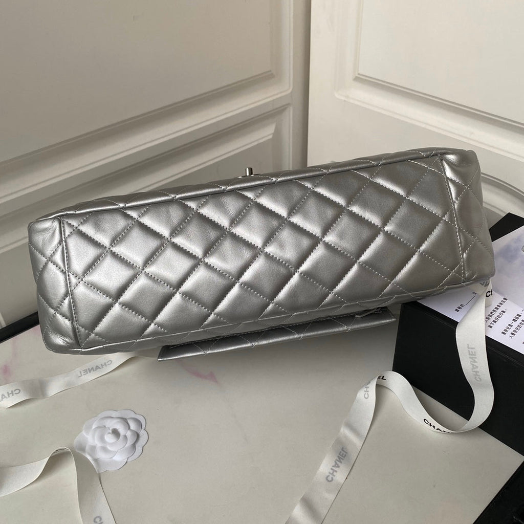 Chanel AS4661 MAXI Flap Cruise Bag Lambskin Silver
