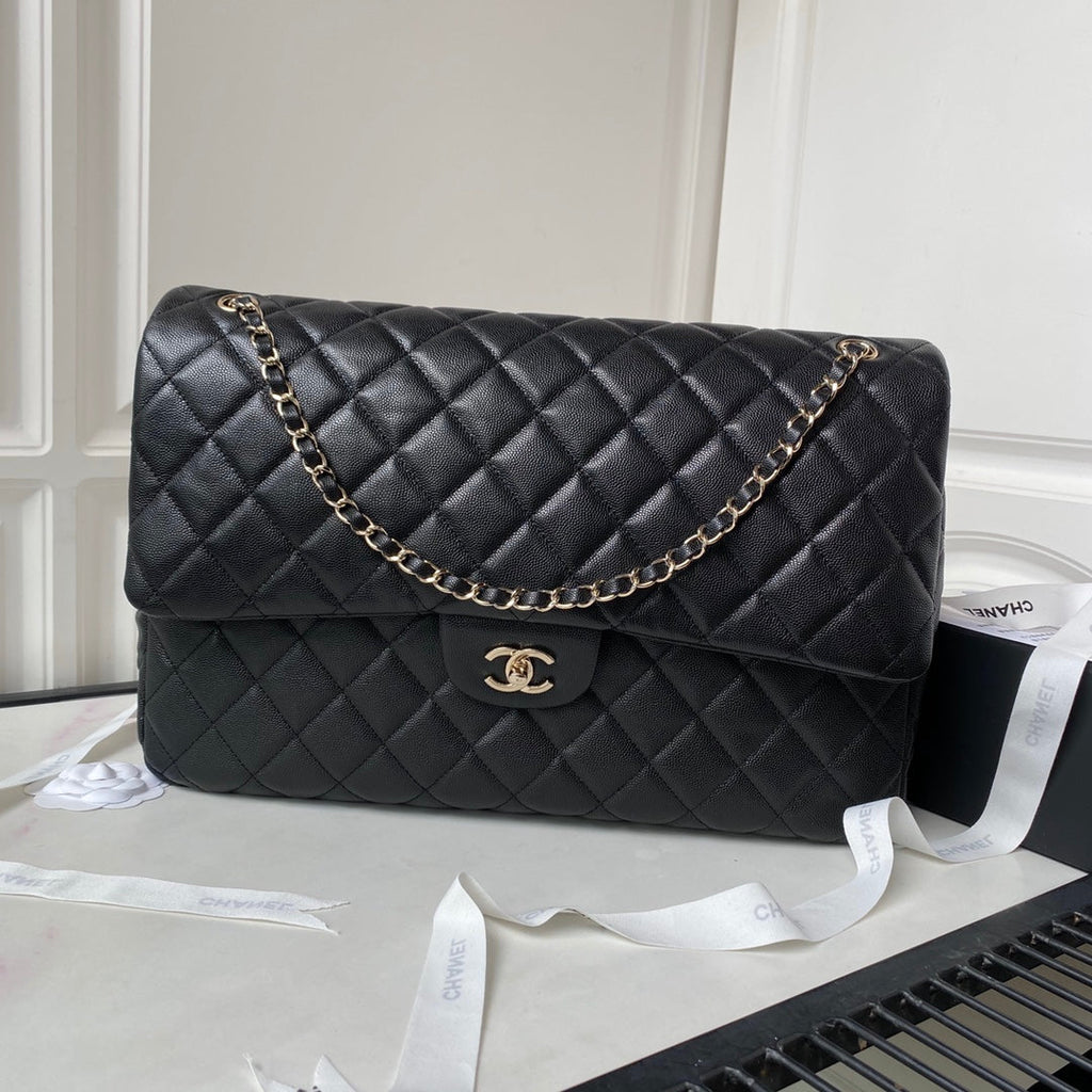 Chanel AS4661 MAXI Flap Cruise Bag Black Calfskin Gold