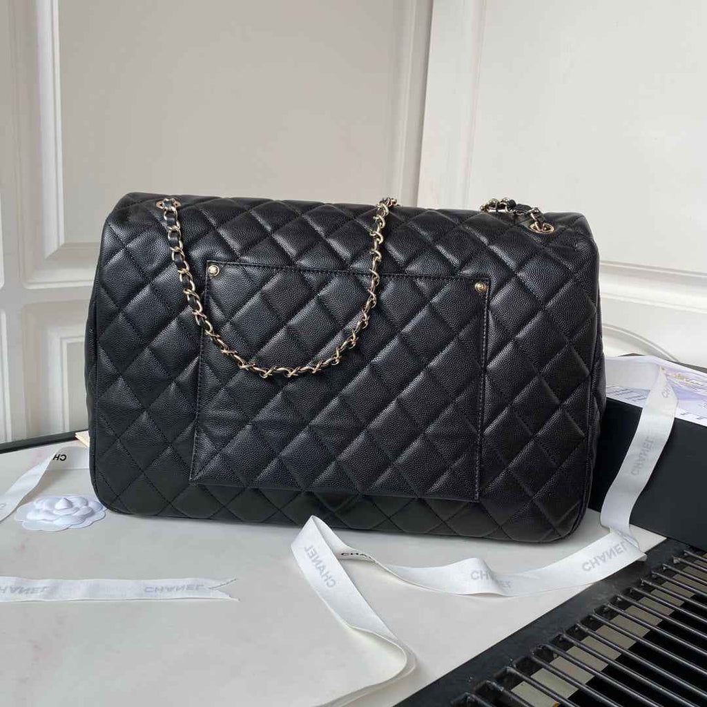 Chanel AS4661 MAXI Flap Cruise Bag Black Calfskin Gold