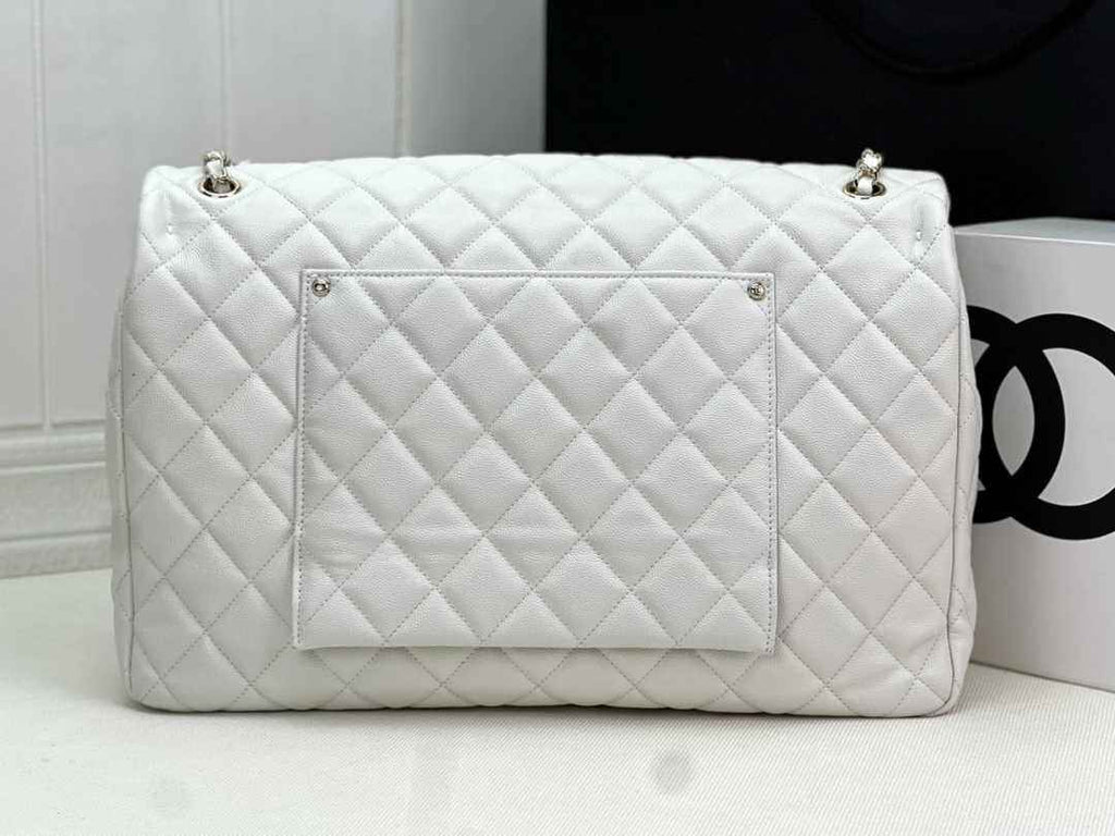 Chanel AS4661 MAXI Flap Cruise Bag White Calfskin Gold