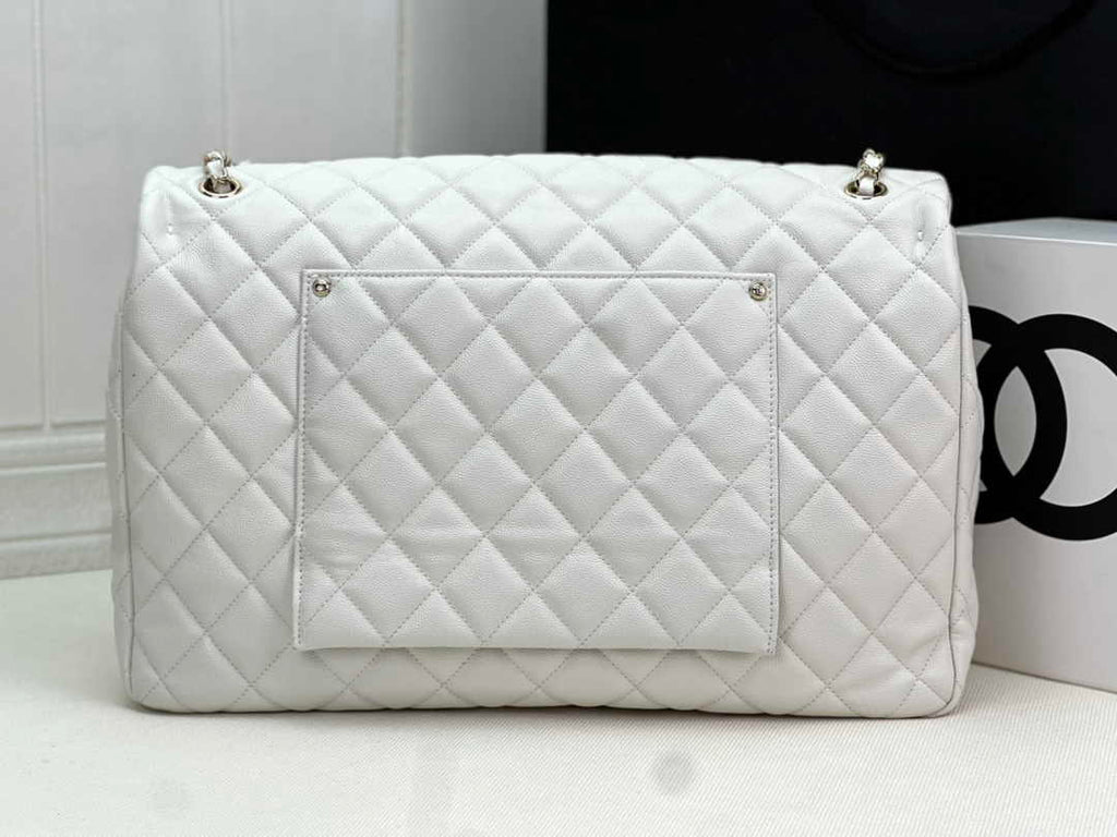 Chanel AS4661 MAXI Flap Cruise Bag White Calfskin Gold