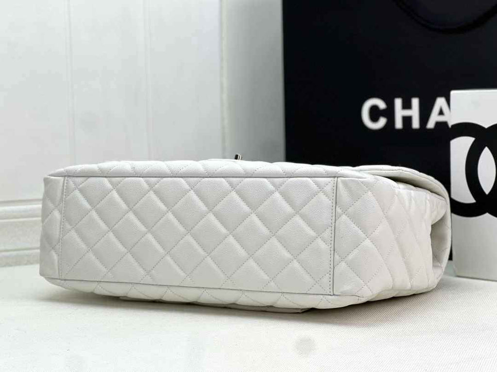 Chanel AS4661 MAXI Flap Cruise Bag White Calfskin Gold