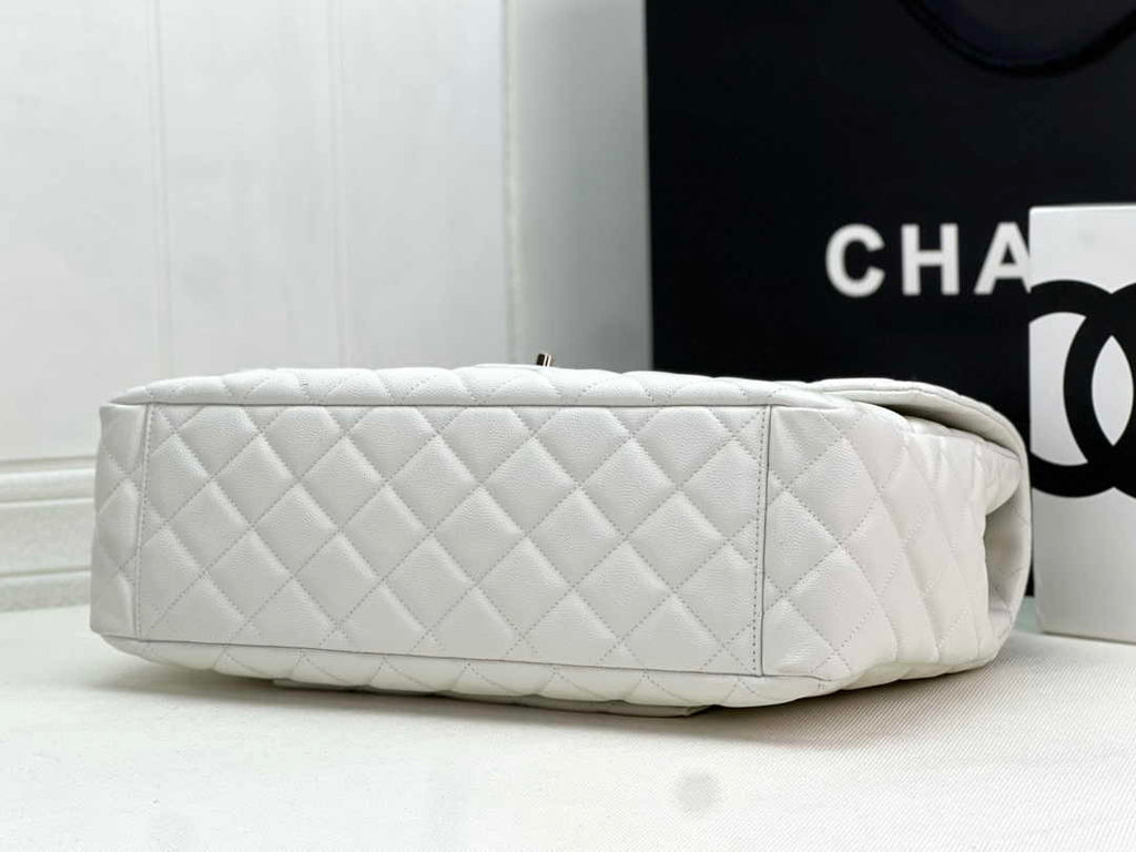 Chanel AS4661 MAXI Flap Cruise Bag White Calfskin Gold